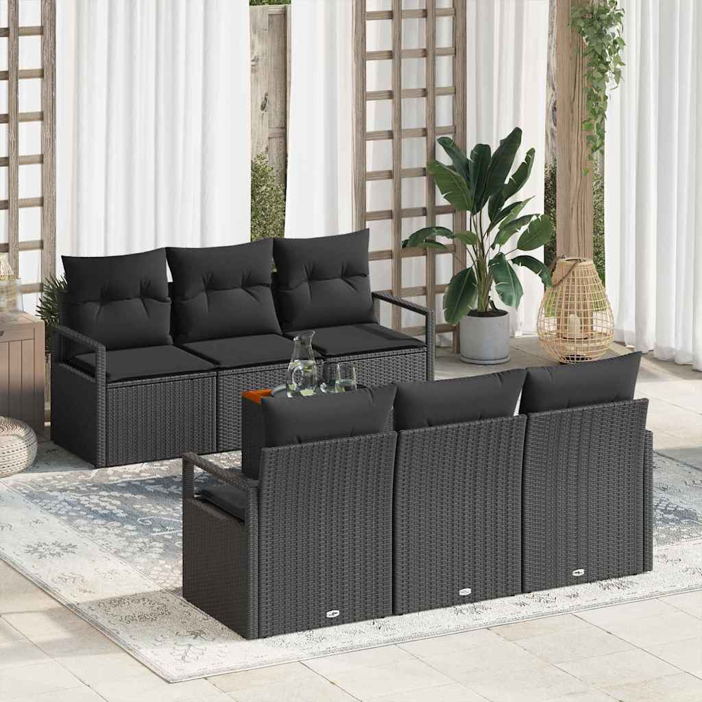 Sjedeća garnitura za vrt 7 kom. Crna poliratan 175 x 62 x 69 cm