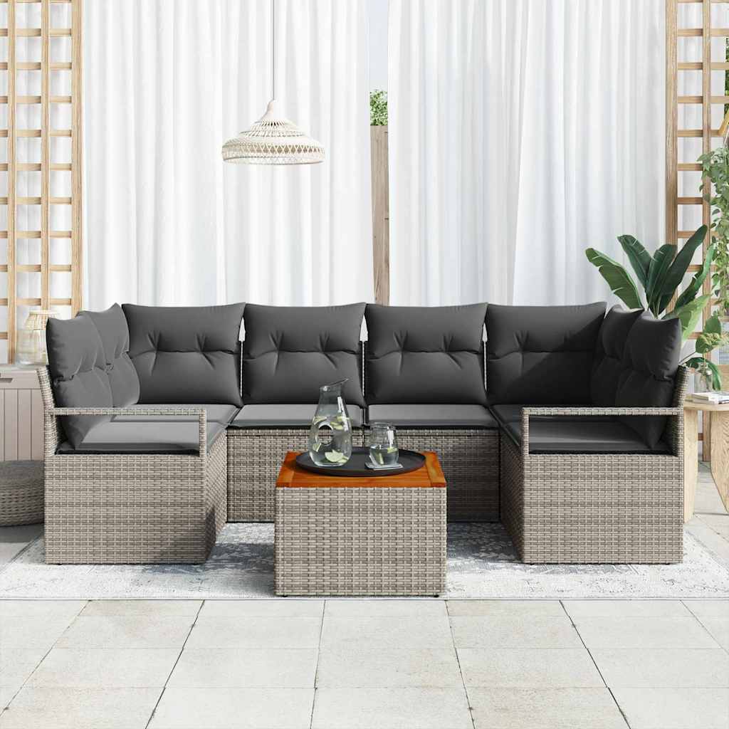 Sjedeća garnitura za vrt 7 kom. Siva poliratan 234 x 122 x 69 cm