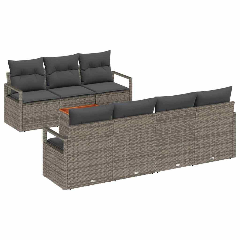 Sjedeća garnitura za vrt 8 kom. Siva poliratan 230 x 62 x 69 cm