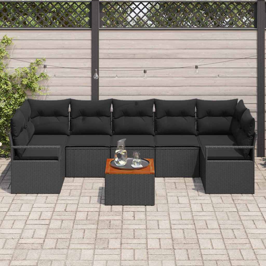 Sjedeća garnitura za vrt 8 kom. Crna poliratan 289 x 122 x 69 cm