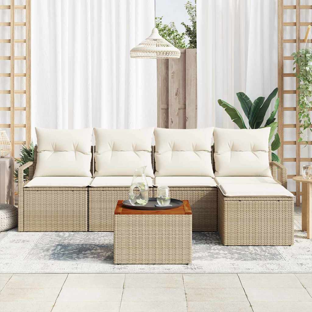 Sjedeća garnitura za vrt 6 kom. Bež i krema poliratan 230 x 62 x 69 cm