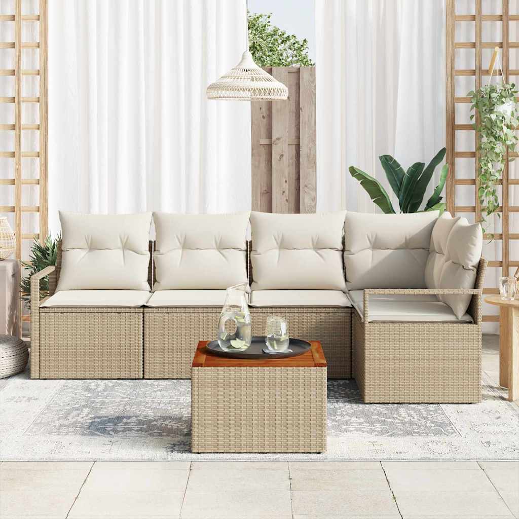 Sjedeća garnitura za vrt 6 kom. Bež i krema poliratan 232 x 122 x 69 cm