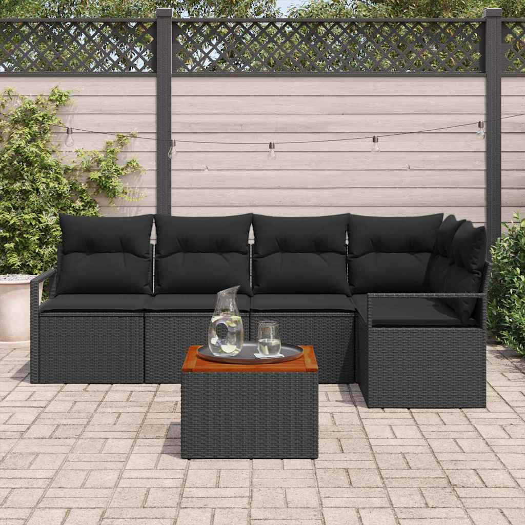 Sjedeća garnitura za vrt 6 kom. Crna poliratan 232 x 122 x 69 cm