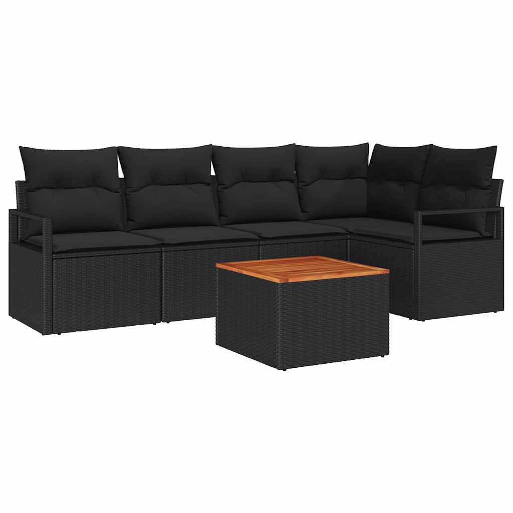 Sjedeća garnitura za vrt 6 kom. Crna poliratan 232 x 122 x 69 cm