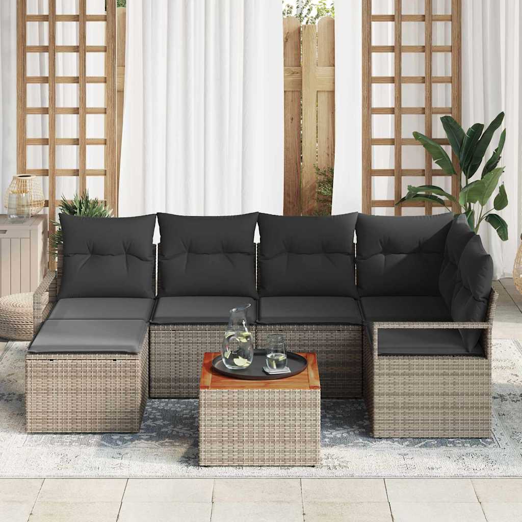 Sjedeća garnitura za vrt 7 kom. Siva poliratan 232 x 122 x 69 cm