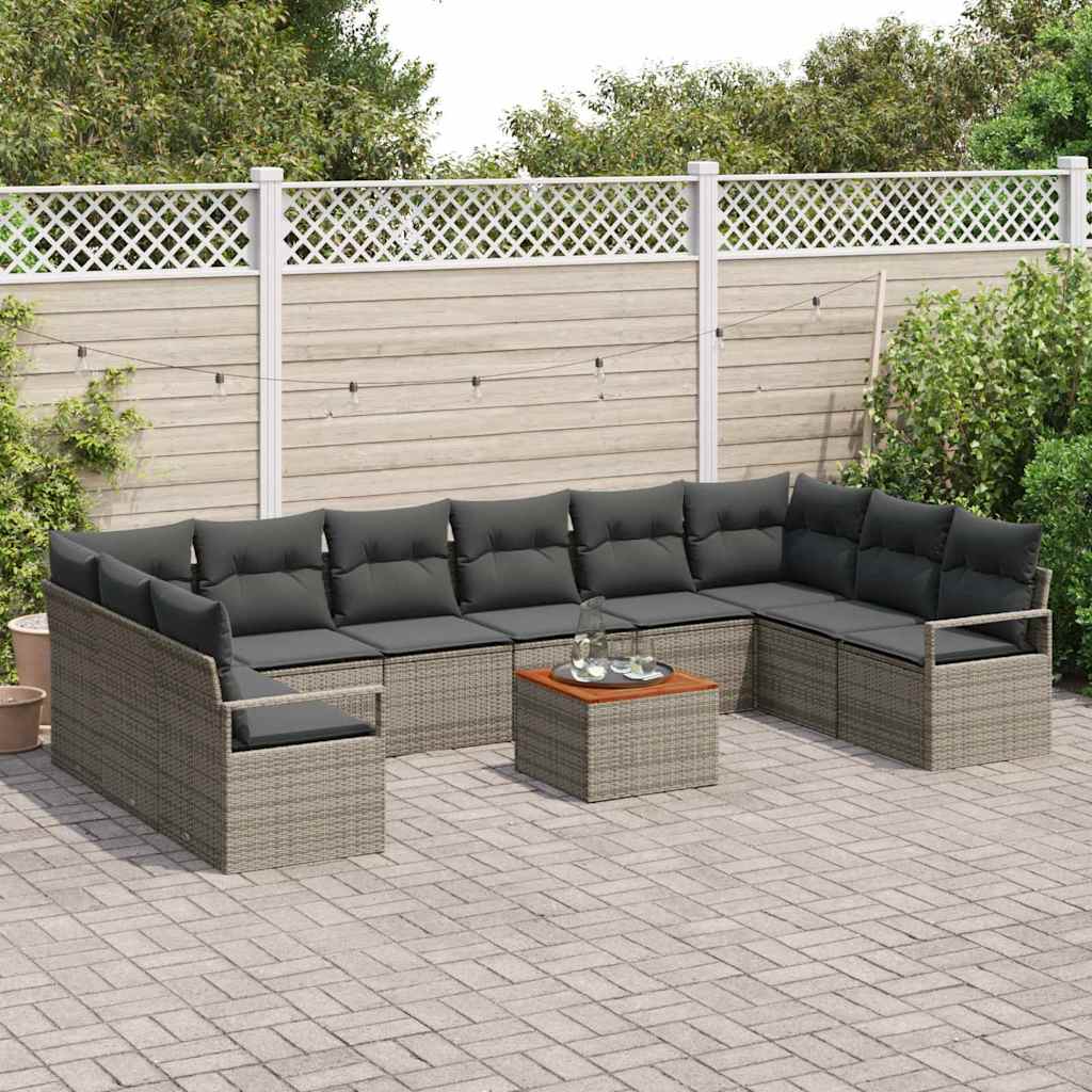 Sjedeća garnitura za vrt 11 kom. Siva poliratan 344 x 177 x 69 cm