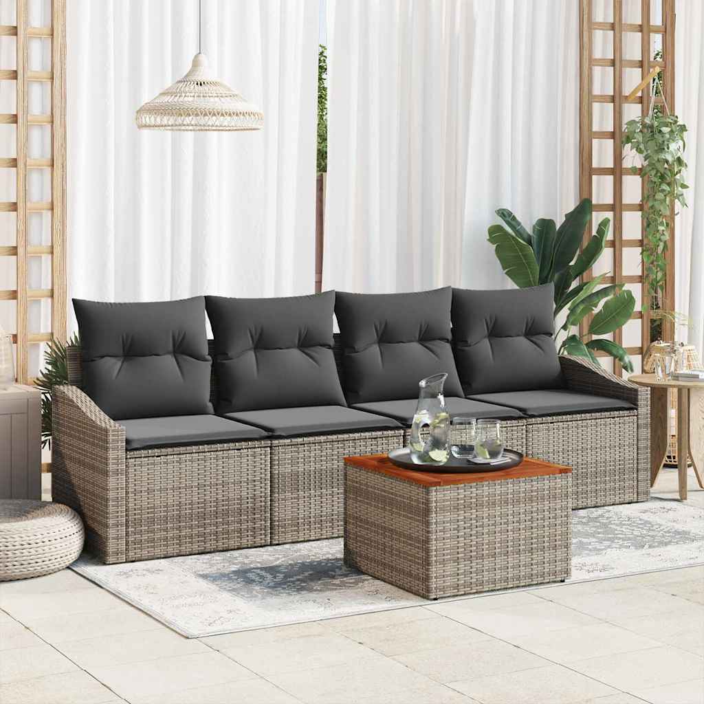Sjedeća garnitura za vrt 5 kom. Siva poliratan 233 x 62 x 69 cm