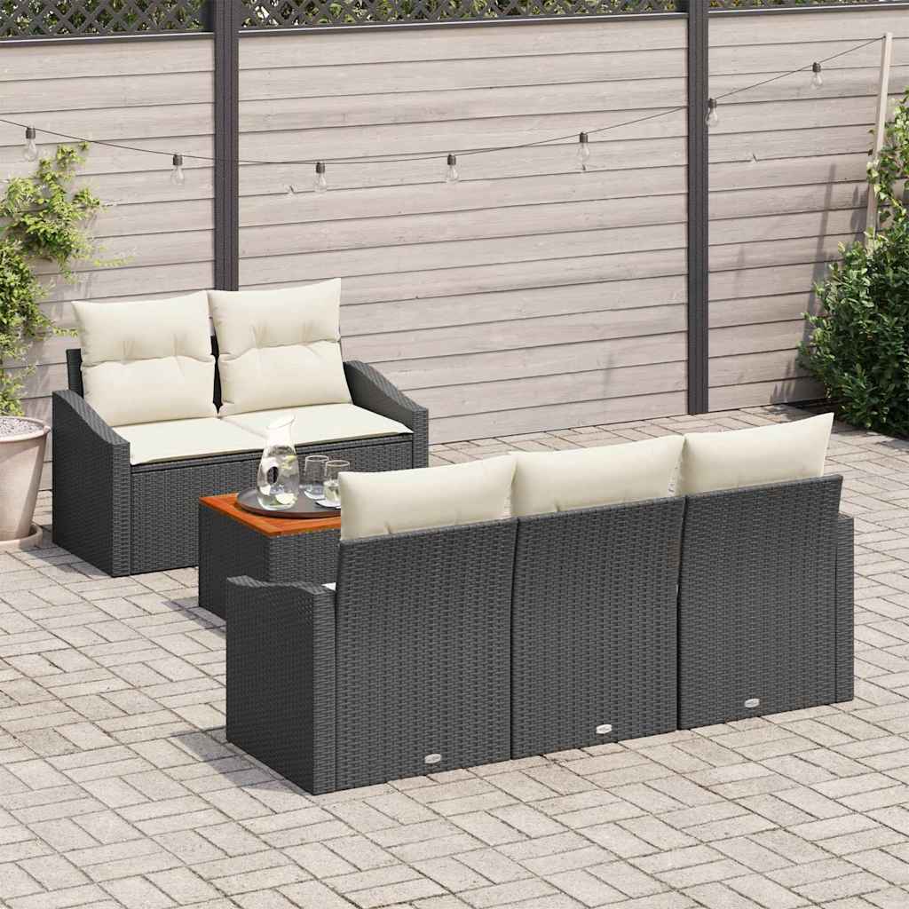 Sjedeća garnitura za vrt 6 kom. Crna i Krema poliratan 123 x 62 x 69 cm