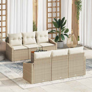 Sjedeća garnitura za vrt 7 kom. Bež i krema poliratan 178 x 62 x 69 cm