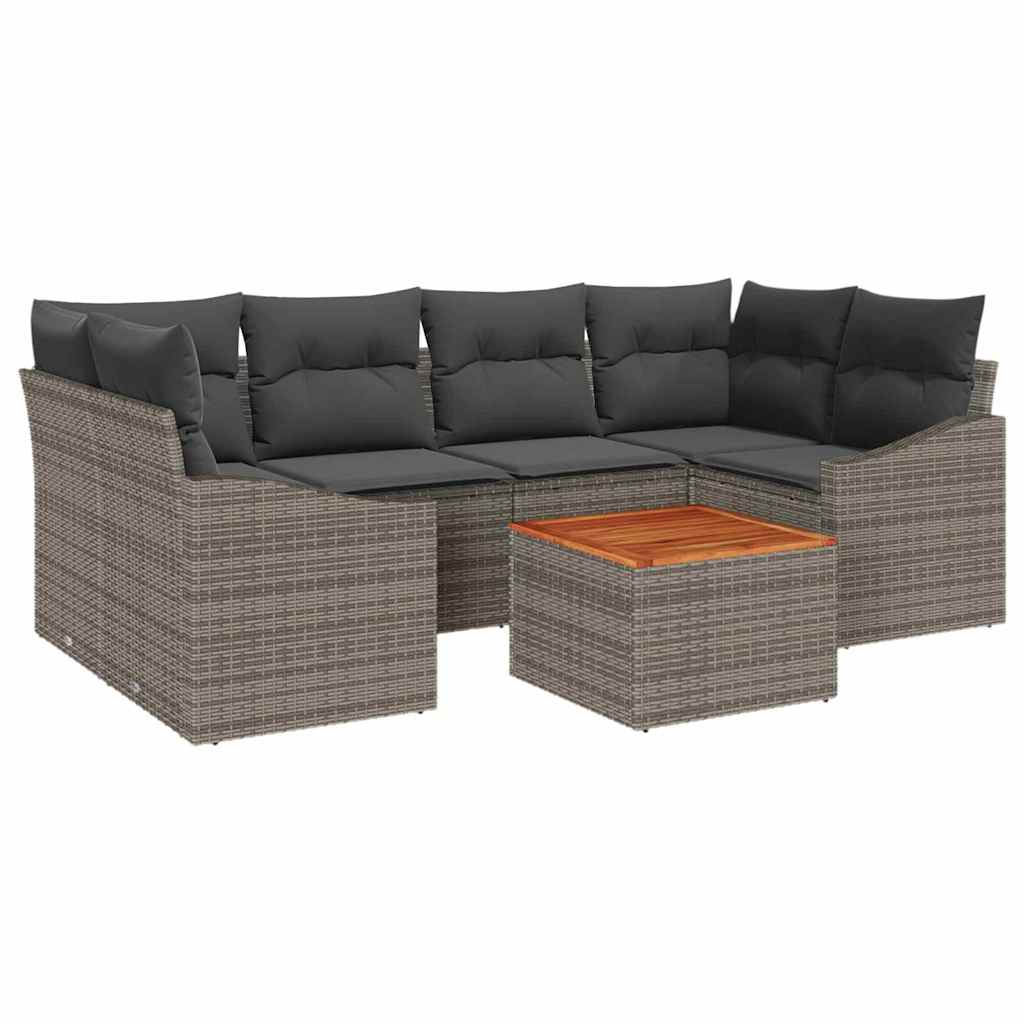 Sjedeća garnitura za vrt 7 kom. Siva poliratan 234 x 123,5 x 69 cm