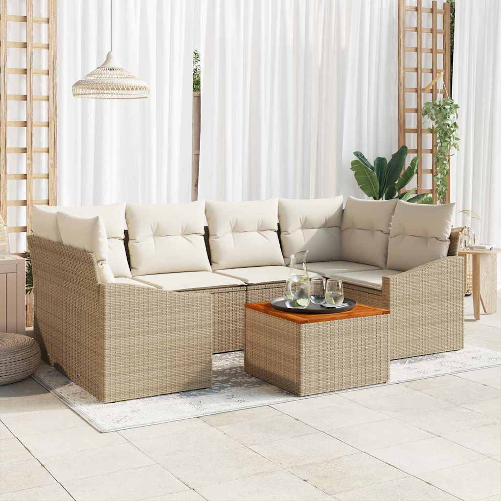 Sjedeća garnitura za vrt 7 kom. Bež i krema poliratan 234 x 123,5 x 69 cm