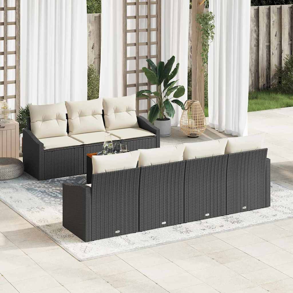 Sjedeća garnitura za vrt 8 kom. Crna i Krema poliratan 233 x 62 x 69 cm