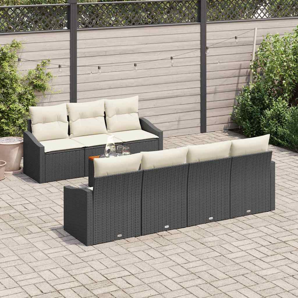 Sjedeća garnitura za vrt 8 kom. Crna i Krema poliratan 233 x 62 x 69 cm