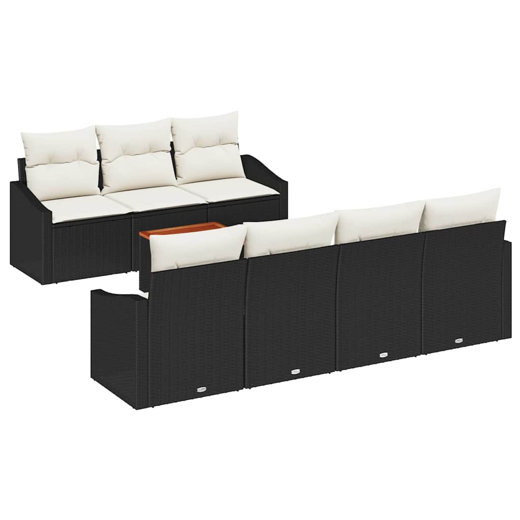 Sjedeća garnitura za vrt 8 kom. Crna i Krema poliratan 233 x 62 x 69 cm