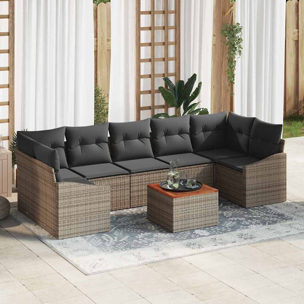 Sjedeća garnitura za vrt 8 kom. Siva poliratan 289 x 123,5 x 69 cm