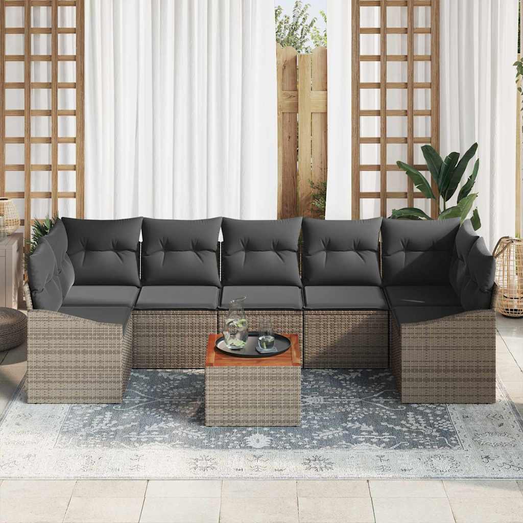 Sjedeća garnitura za vrt 8 kom. Siva poliratan 289 x 123,5 x 69 cm
