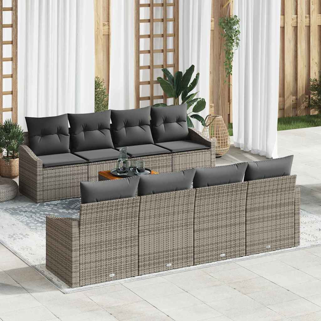 Sjedeća garnitura za vrt 9 kom. Siva poliratan 233 x 62 x 69 cm