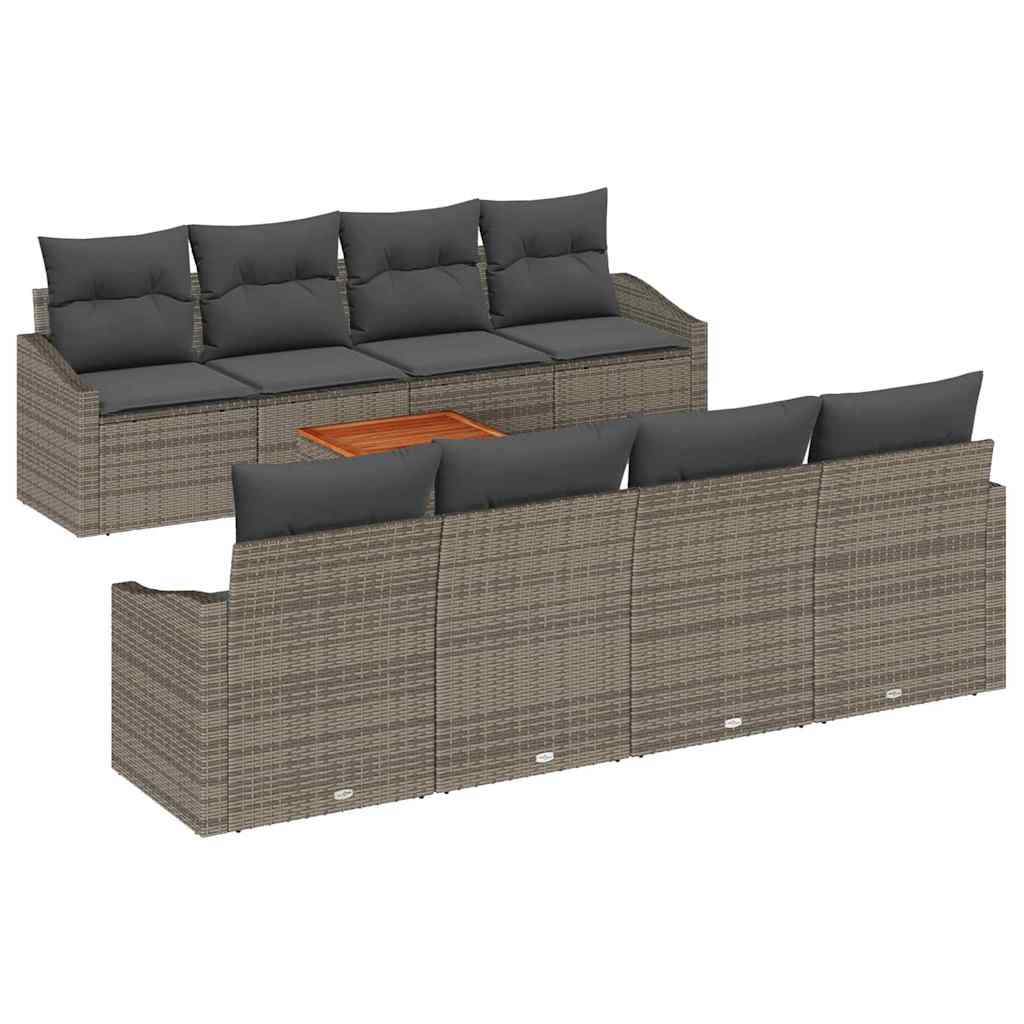 Sjedeća garnitura za vrt 9 kom. Siva poliratan 233 x 62 x 69 cm