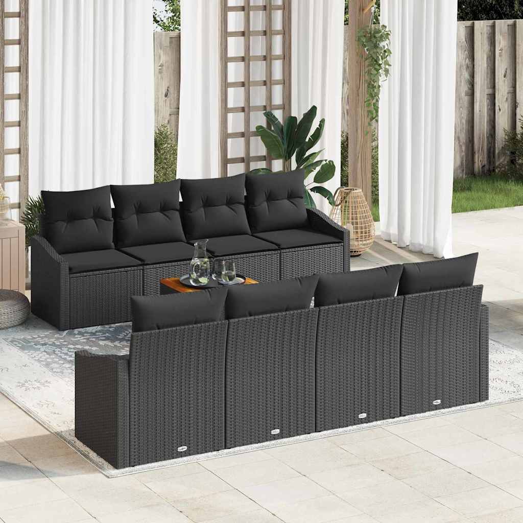 Sjedeća garnitura za vrt 9 kom. Crna poliratan 233 x 62 x 69 cm