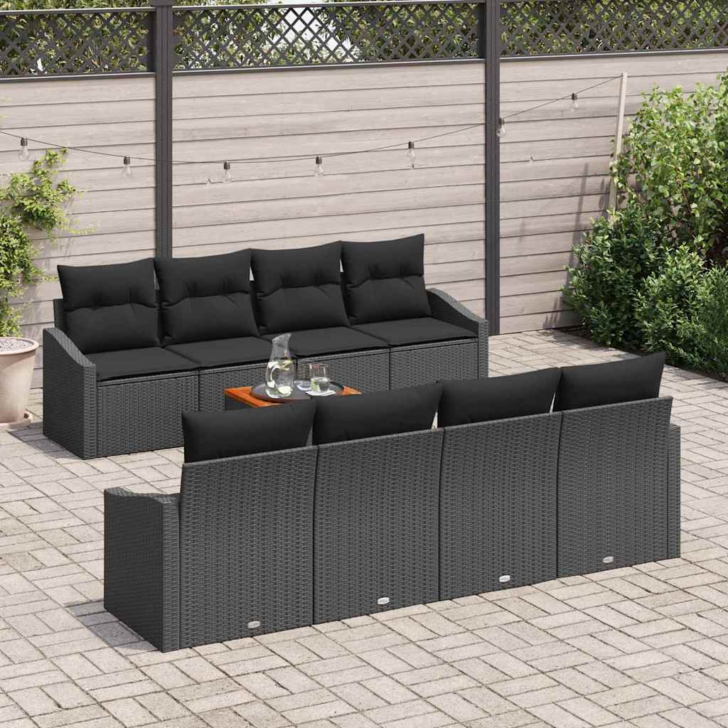 Sjedeća garnitura za vrt 9 kom. Crna poliratan 233 x 62 x 69 cm
