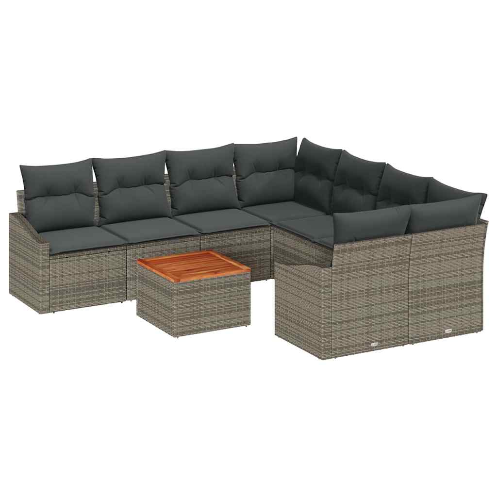 Sjedeća garnitura za vrt 9 kom. Siva poliratan 233.5 x 234 x 69 cm