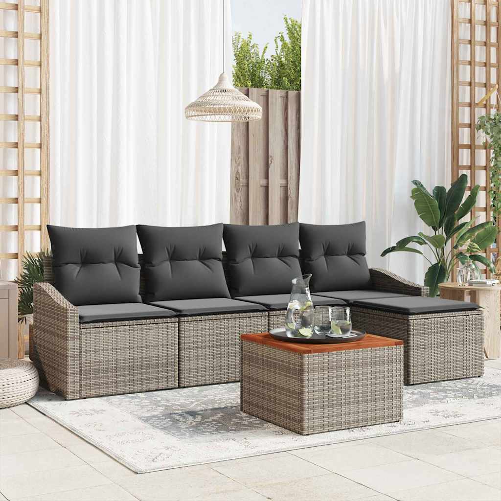 Sjedeća garnitura za vrt 6 kom. Siva poliratan 233 x 117 x 69 cm