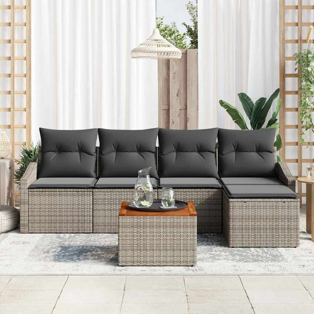 Sjedeća garnitura za vrt 6 kom. Siva poliratan 233 x 117 x 69 cm