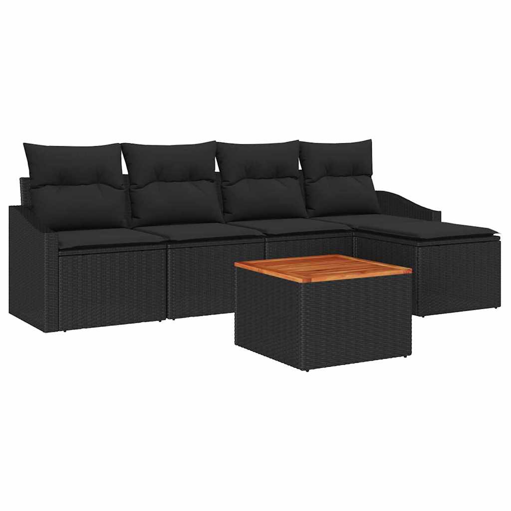 Sjedeća garnitura za vrt 6 kom. Crna poliratan 233 x 117 x 69 cm