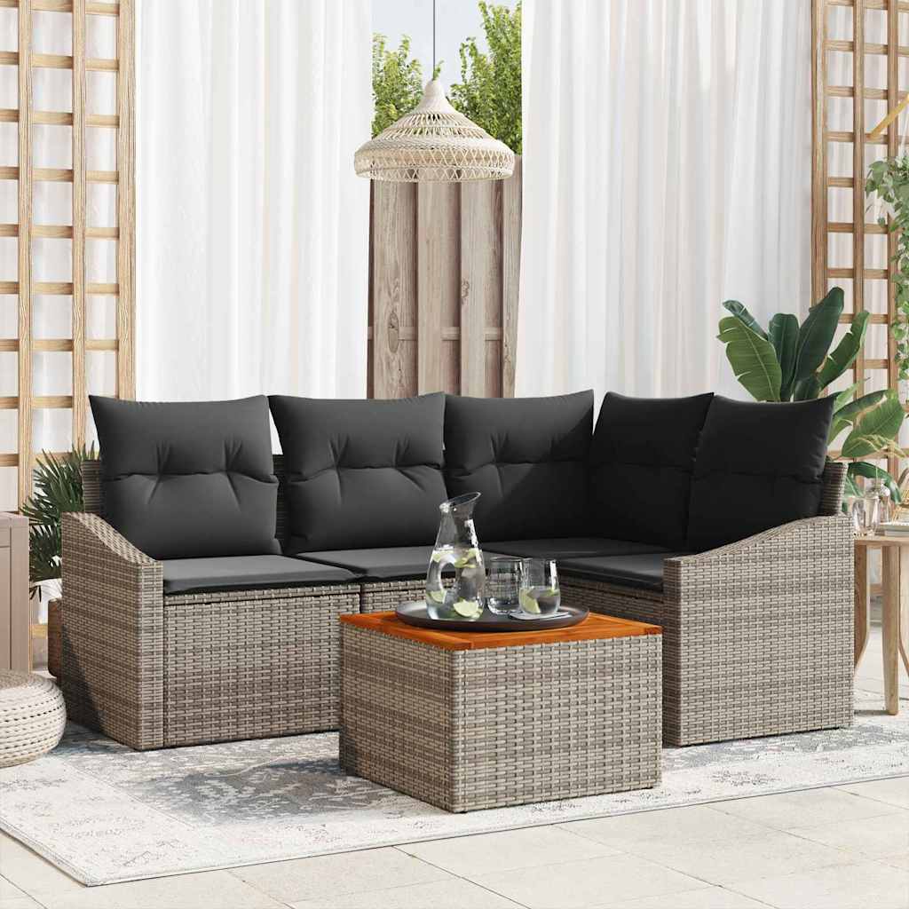 Sjedeća garnitura za vrt 5 kom. Siva poliratan 178,5 x 123,5 x 69 cm