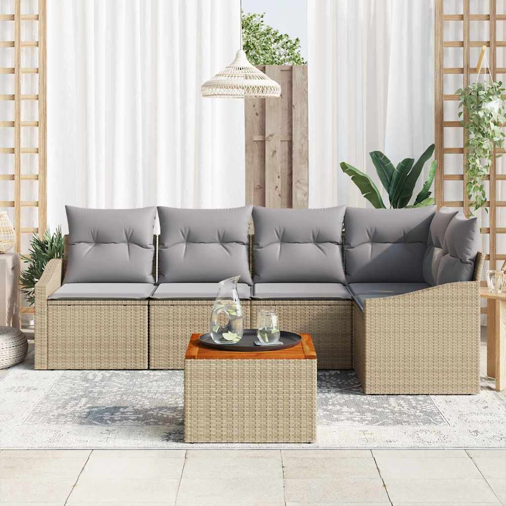 Sjedeća garnitura za vrt 6 kom. Bež i svijetlo siva poliratan 233,5 x 123,5 x 69 cm