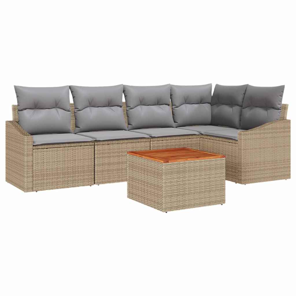 Sjedeća garnitura za vrt 6 kom. Bež i svijetlo siva poliratan 233,5 x 123,5 x 69 cm