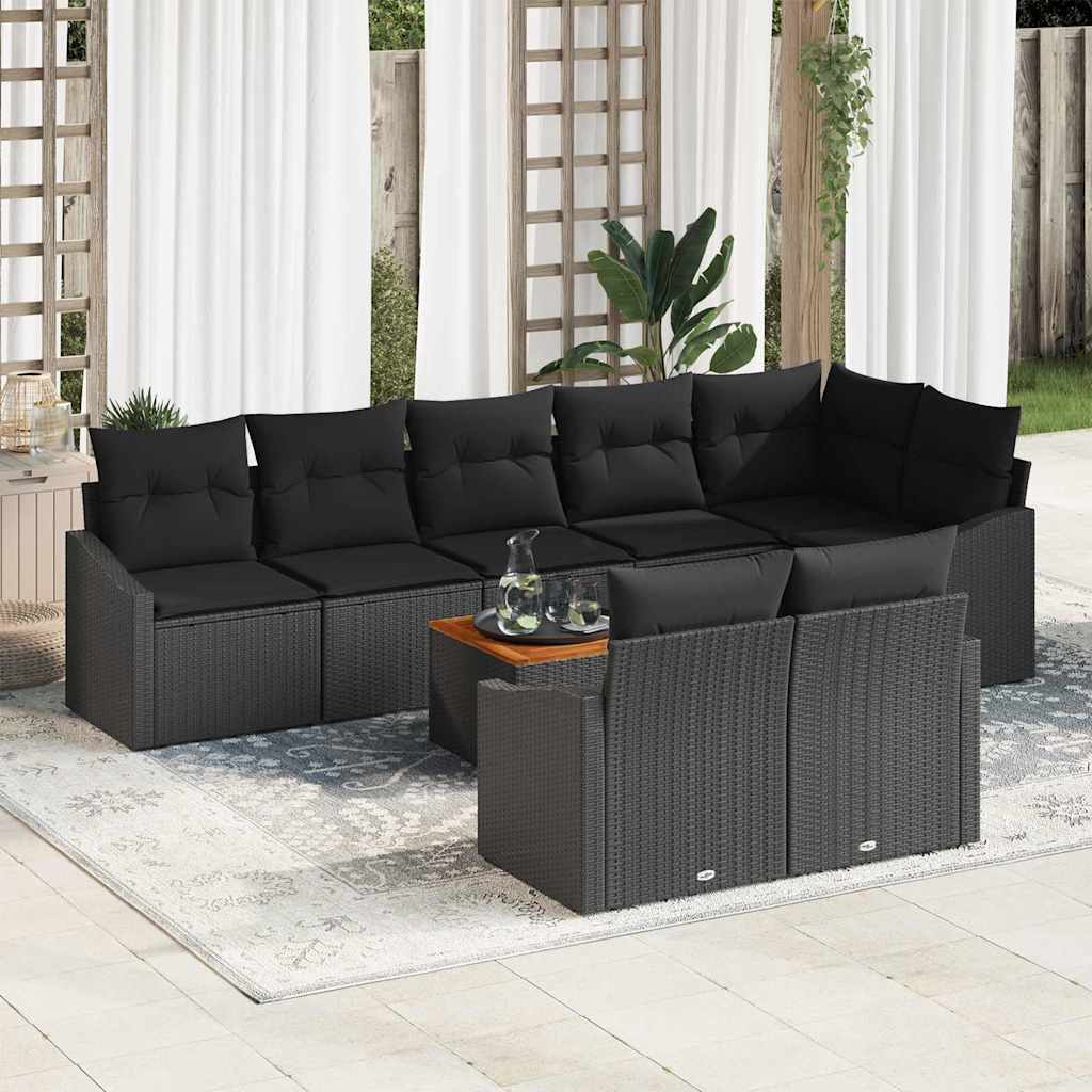 Sjedeća garnitura za vrt 9 kom. Crna poliratan 288,5 x 123,5 x 69 cm
