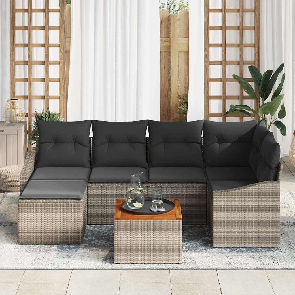 Sjedeća garnitura za vrt 7 kom. Siva poliratan 233,5 x 123,5 x 69 cm