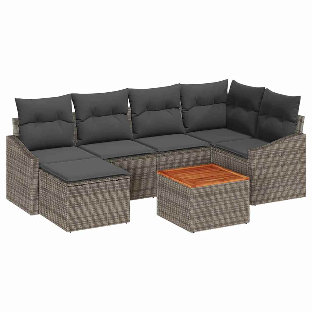 Sjedeća garnitura za vrt 7 kom. Siva poliratan 233,5 x 123,5 x 69 cm