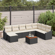 Sjedeća garnitura za vrt 9 kom. Crna i Krema poliratan 288.5 x 178.5 x 69 cm