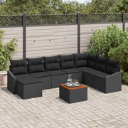 Sjedeća garnitura za vrt 9 kom. Crna poliratan 288.5 x 178.5 x 69 cm
