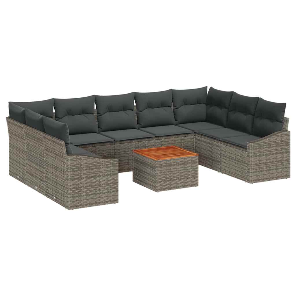 Sjedeća garnitura za vrt 10 kom. Siva poliratan 289 x 178.5 x 69 cm