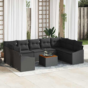Sjedeća garnitura za vrt 10 kom. Crna poliratan 289 x 178.5 x 69 cm