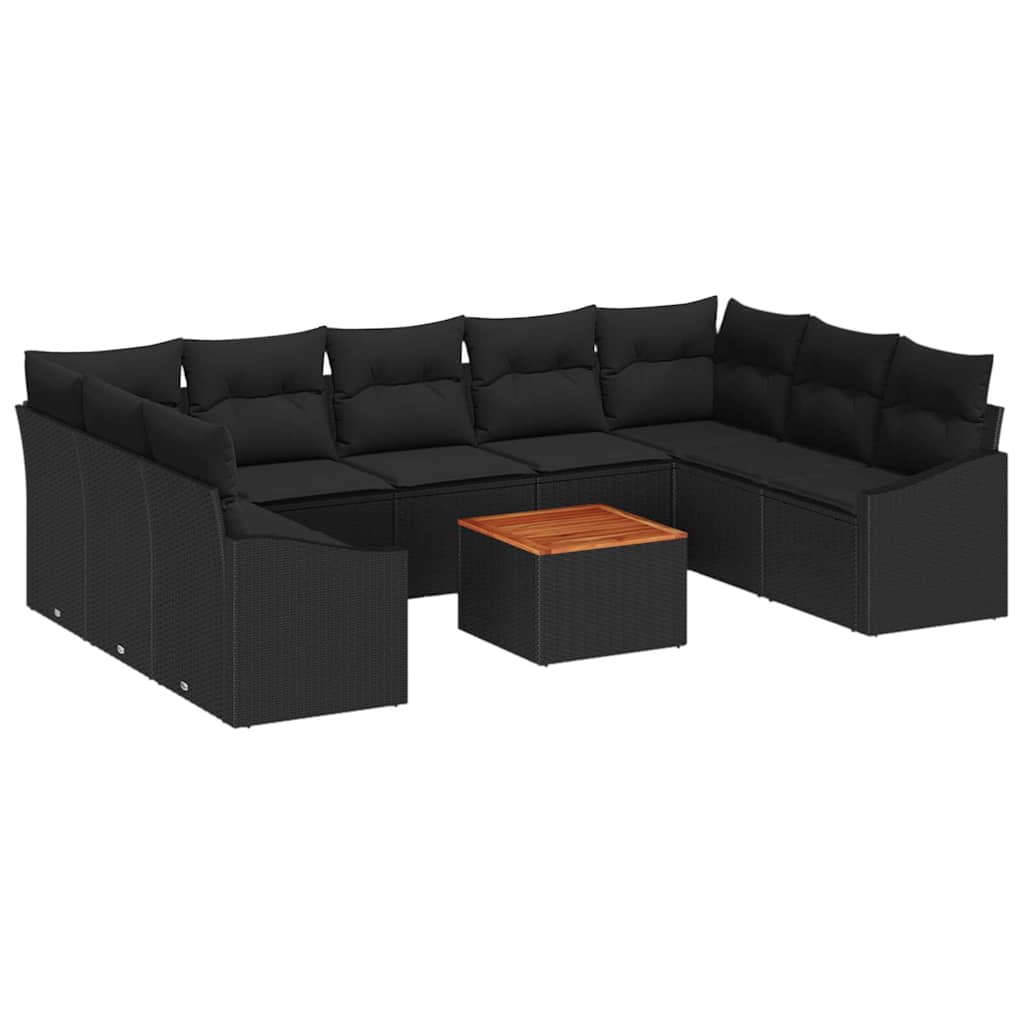 Sjedeća garnitura za vrt 10 kom. Crna poliratan 289 x 178.5 x 69 cm