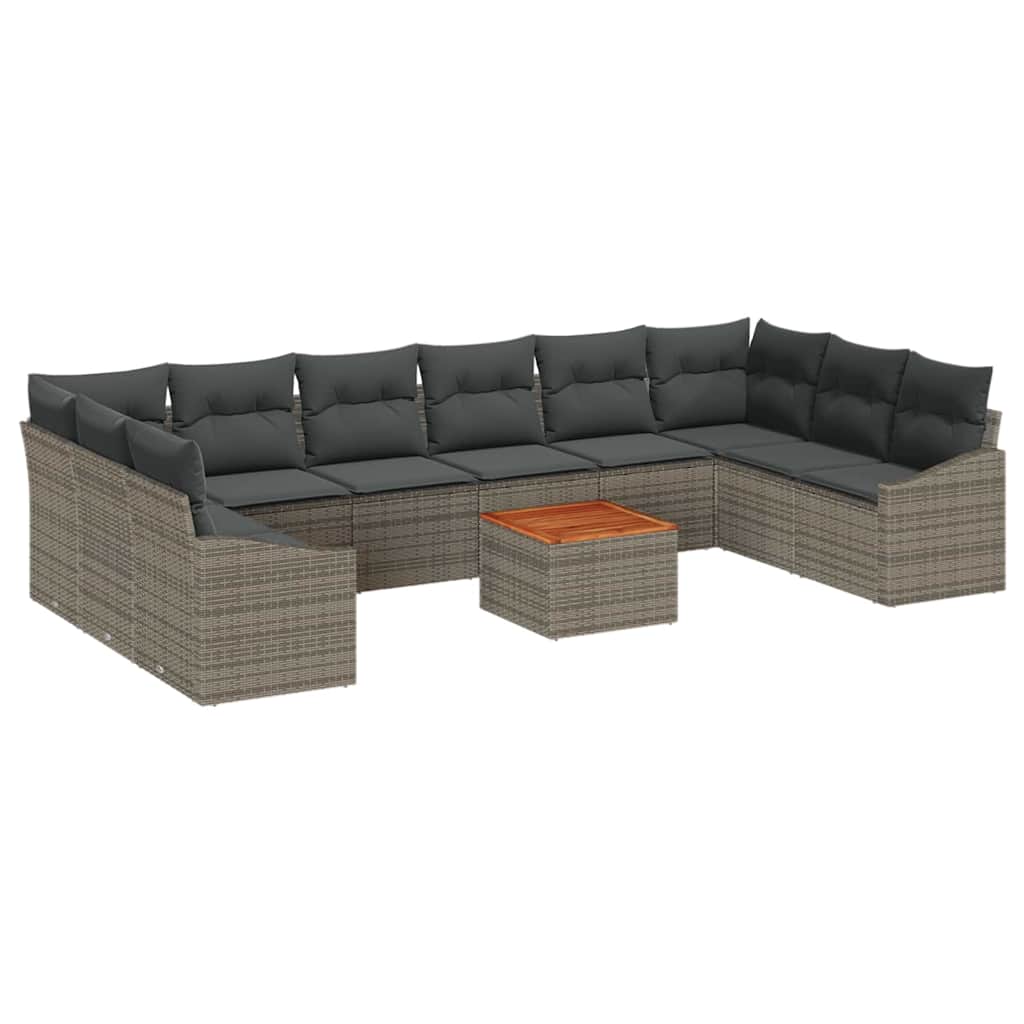 Sjedeća garnitura za vrt 11 kom. Siva poliratan 344 x 178,5 x 69 cm