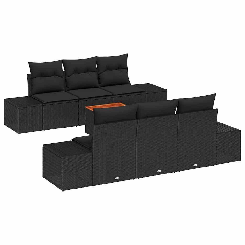 Sjedeća garnitura za vrt 7 kom. Crna poliratan 239 x 62 x 69 cm