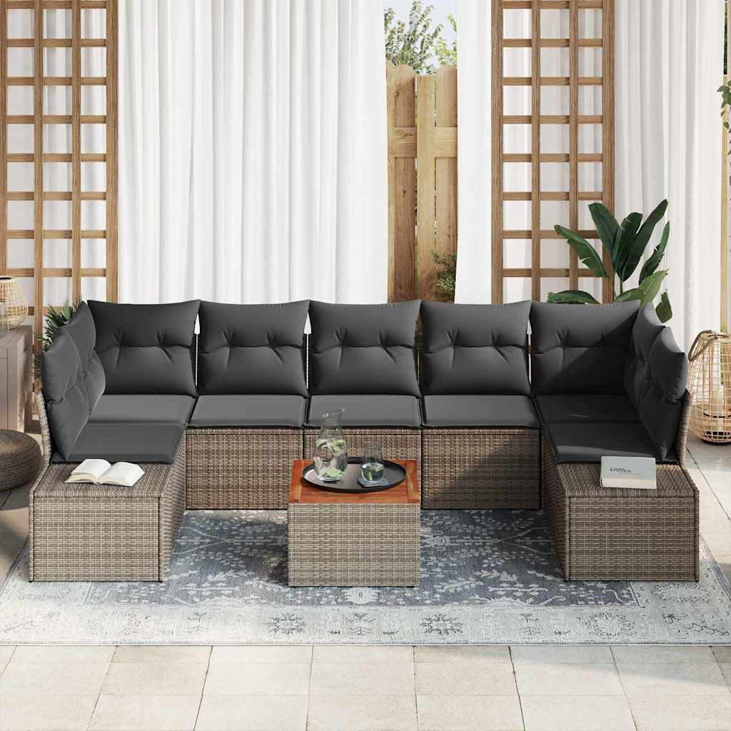 Sjedeća garnitura za vrt 8 kom. Siva poliratan 289 x 154 x 69 cm