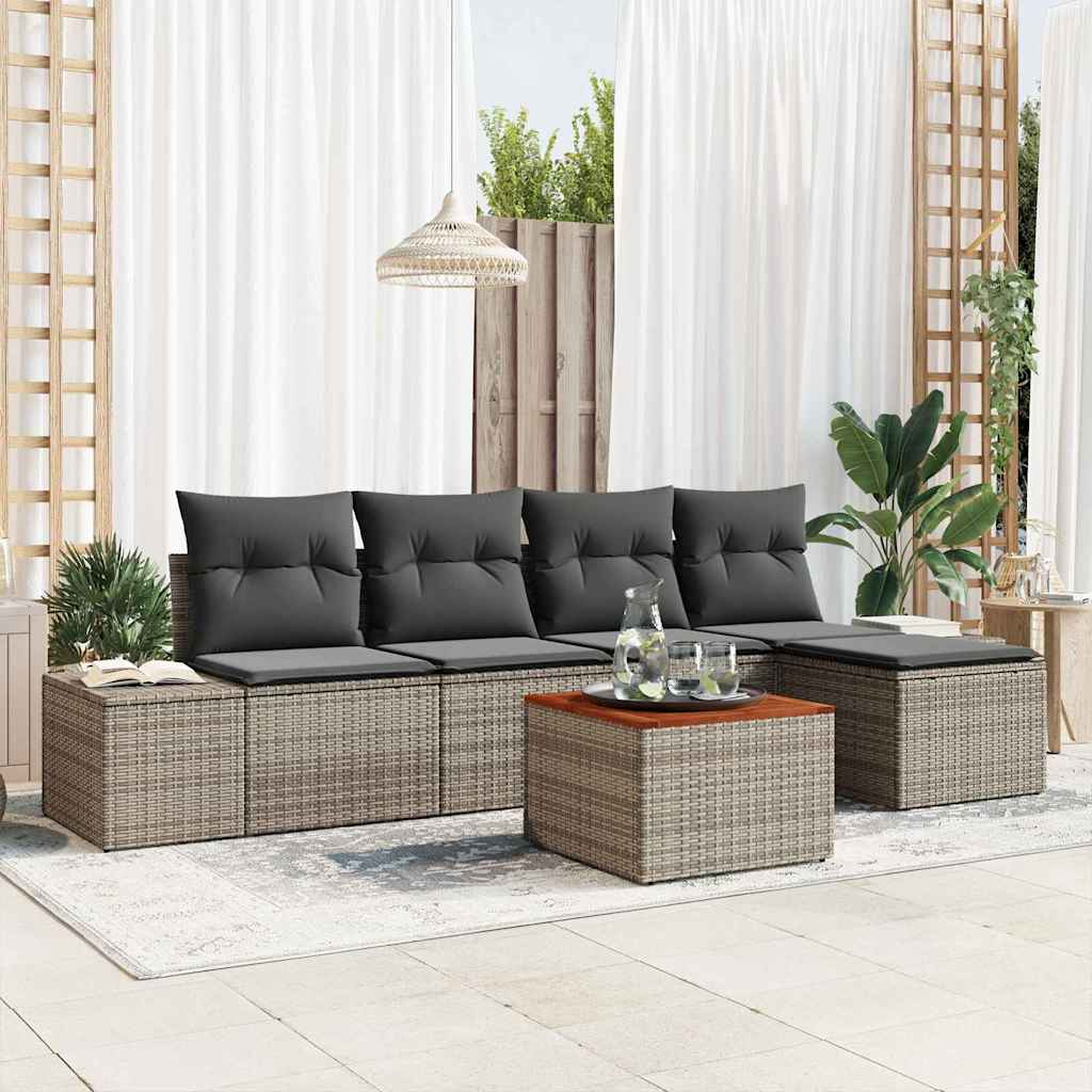 Sjedeća garnitura za vrt 6 kom. Siva poliratan 294 x 62 x 69 cm