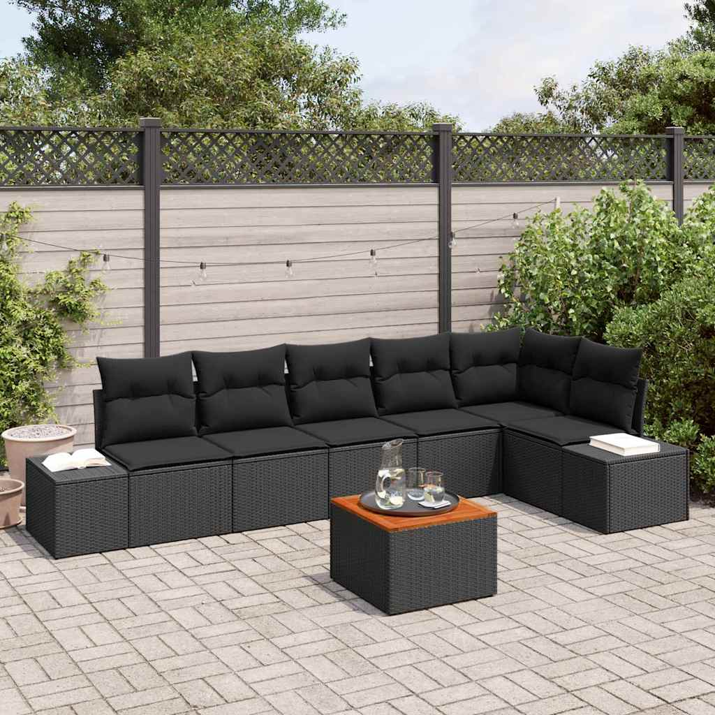 Sjedeća garnitura za vrt 7 kom. Crna poliratan 319 x 154 x 69 cm