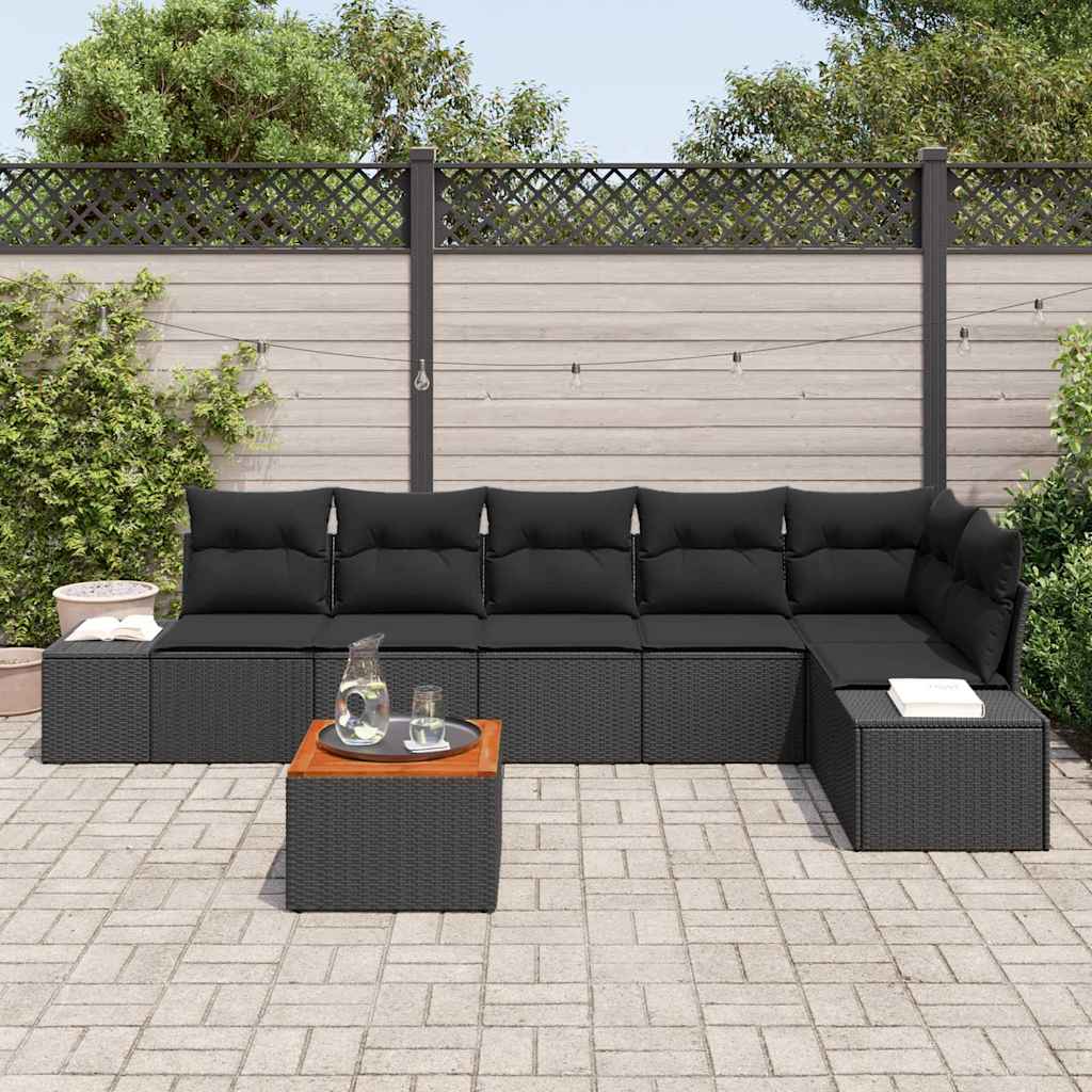 Sjedeća garnitura za vrt 7 kom. Crna poliratan 319 x 154 x 69 cm