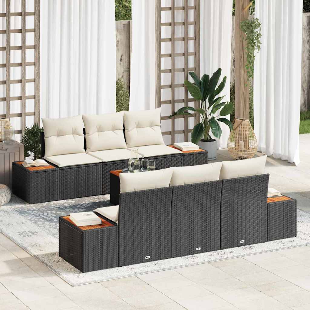 Sjedeća garnitura za vrt 7 kom. Crna Poli ratan 239 x 62 x 85 cm
