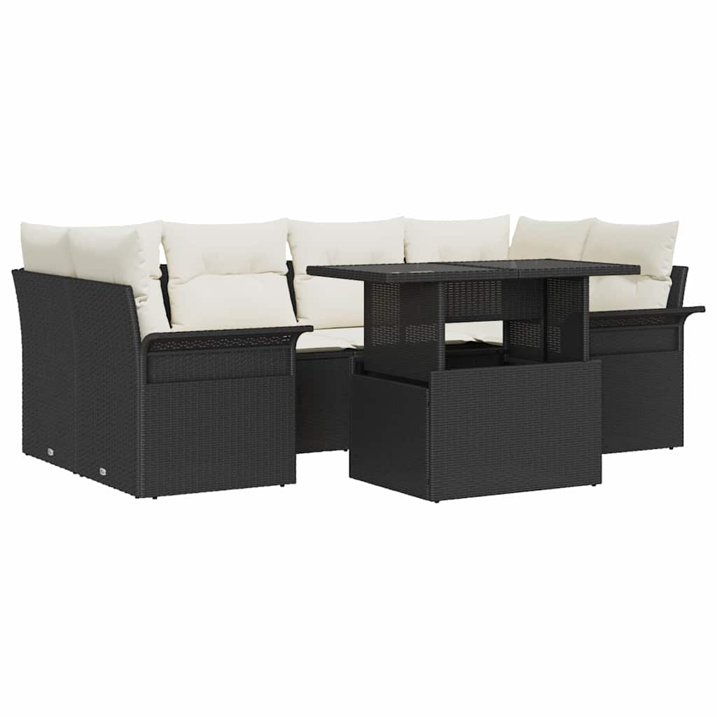 Sjedeća garnitura za vrt 7 kom. Crna [Sintetički]: Poli Ratan 234 x 132,5 x 85 cm