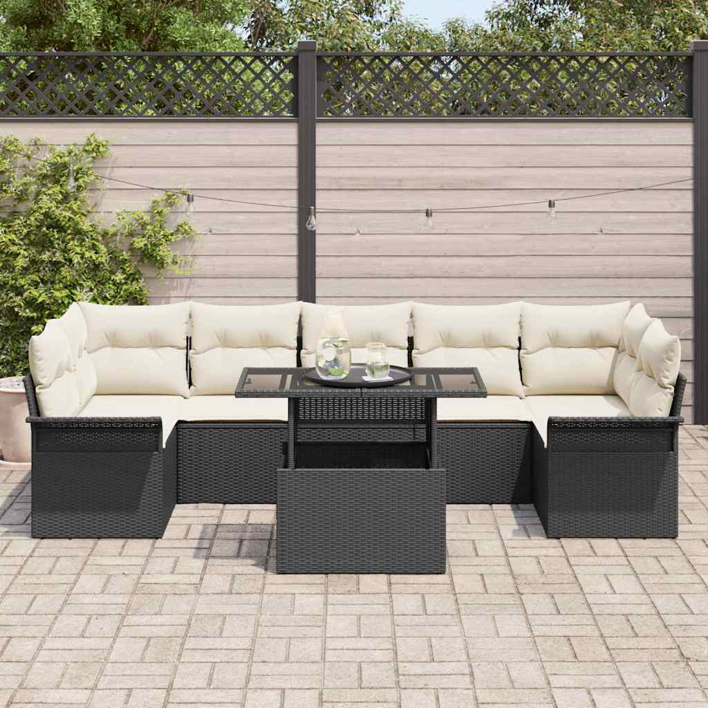 Sjedeća garnitura za vrt 8 kom. Crna [Sintetički]: Poli Ratan 289 x 132,5 x 85 cm