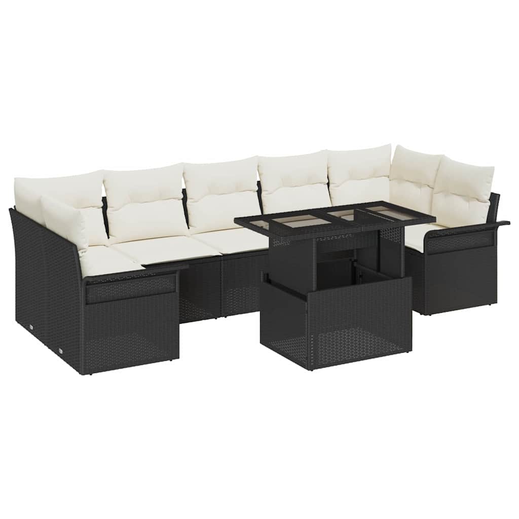 Sjedeća garnitura za vrt 8 kom. Crna [Sintetički]: Poli Ratan 289 x 132,5 x 85 cm
