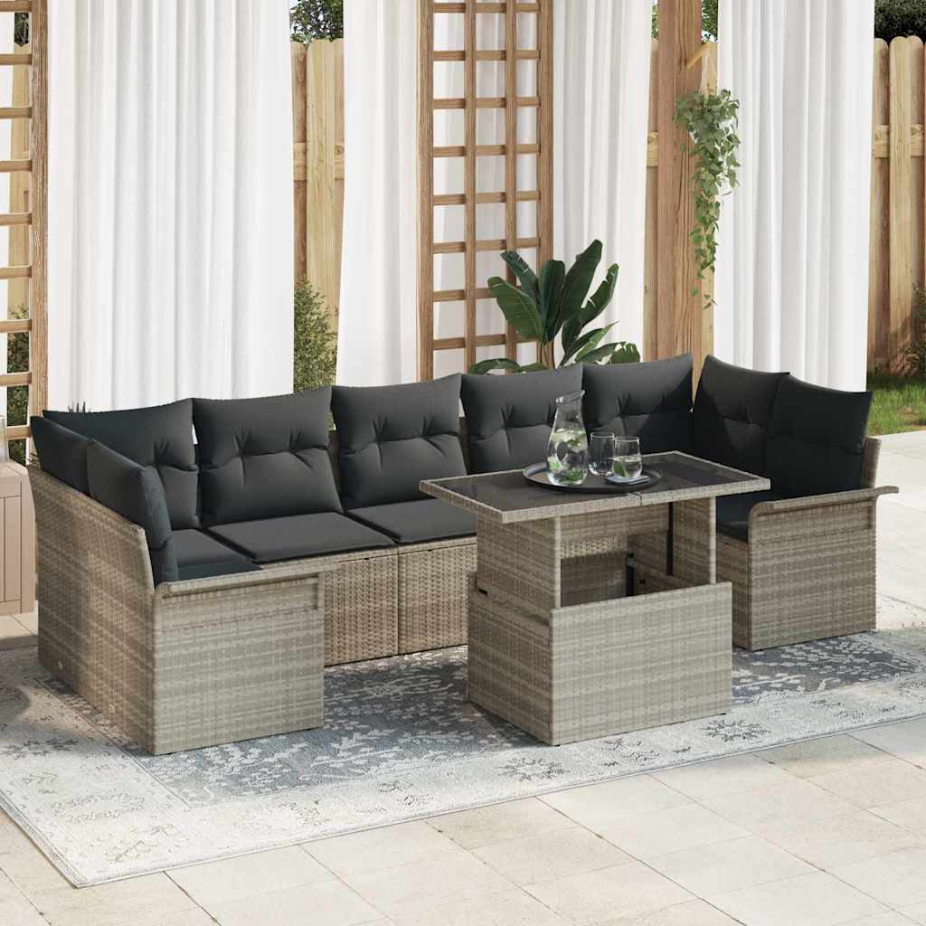 Sjedeća garnitura za vrt 8 kom. Svijetlo siva Svjetlosiva 289 x 132,5 x 85 cm